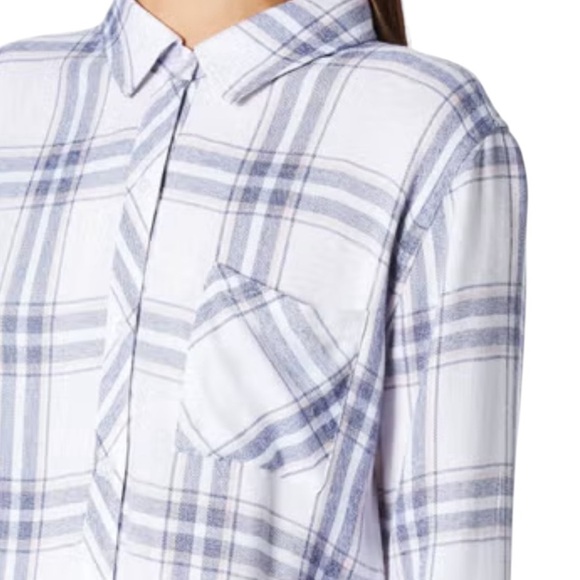 Rails Hunter White Blush Blue Patriot Plaid Button Down Flannel Shirt Size S - Picture 7 of 14